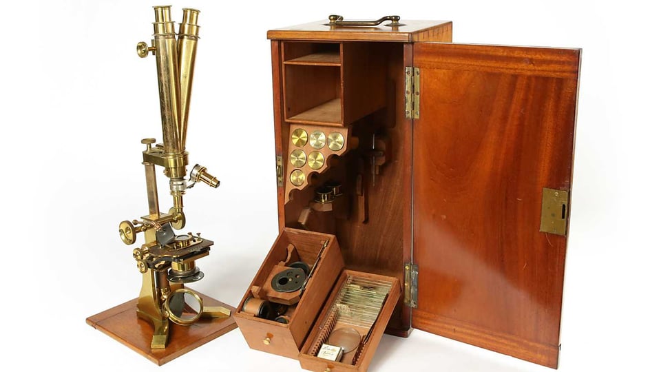 Charles Baker Brass Binocular Microscope (1870) – BACK IN TIME ANTIQUE PROPS CHALLENGE